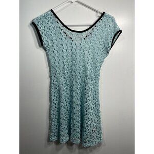 sally m girls lace dress size large 10 12 teal short sleeve